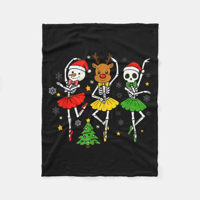 Couverture Polaire Girls Christmas Ballet Skeleton Ballerina Women Sk (Devant)