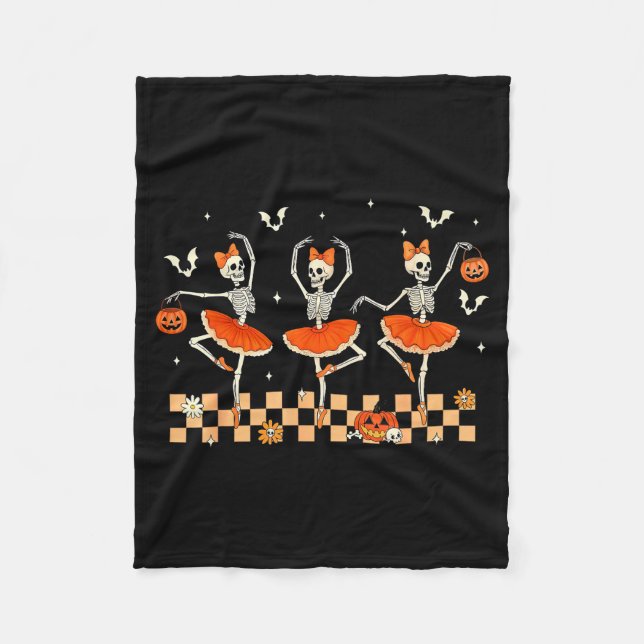 Couverture Polaire Girls Halloween Ballet Skeleton Pumpkin Girls Skel (Devant)