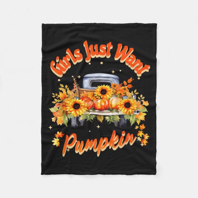 Couverture Polaire Girls Just Want Pumpkin Autumn Fall Sunflower Truc (Devant)