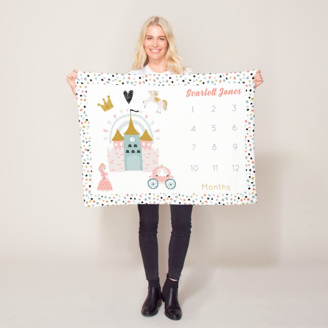 Couverture Polaire Girls Magical Princess Castle Monthly Milestone (En situation)