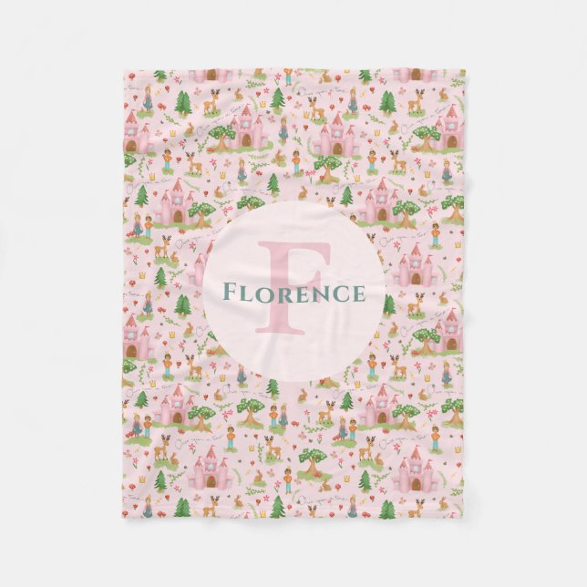 Couverture Polaire Girls Rose Princess Fairytale Story Enfants Monogr (Devant)