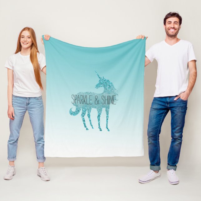 Couverture Polaire Girly Glitz Aqua Turquoise Parties scintillant Uni (En situation)