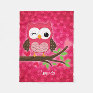 Couverture Polaire Girly mignon de hibou de roses indien personnalisé