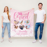 Couverture Polaire Girly Pink Glitter 18th Birthday Photo Collage<br><div class="desc">Un fabuleux collage photo personnalisé couverture en toison de 18e anniversaire. Ce design de parties scintillant rose est adapté à tout âge. Remplissez les 6 coeurs avec des photos de l'anniversaire ou de tous ceux qui les aiment. Un design glamour qu'ils ne manqueront pas d'aimer. Parfait pour un 16ème ou...</div>