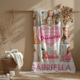 Couverture Polaire Girly Princess Photo Collage Coeur   Nom