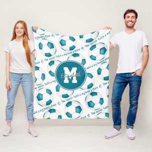 Couverture Polaire girly turquoise Le terrain de football est mon end