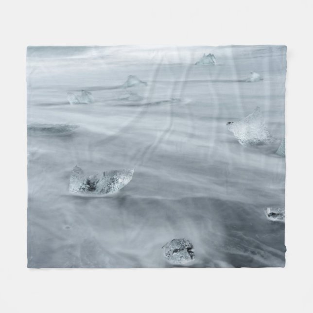 Couverture Polaire Glace et eau sur une plage, islande (Devant (Horizontal))