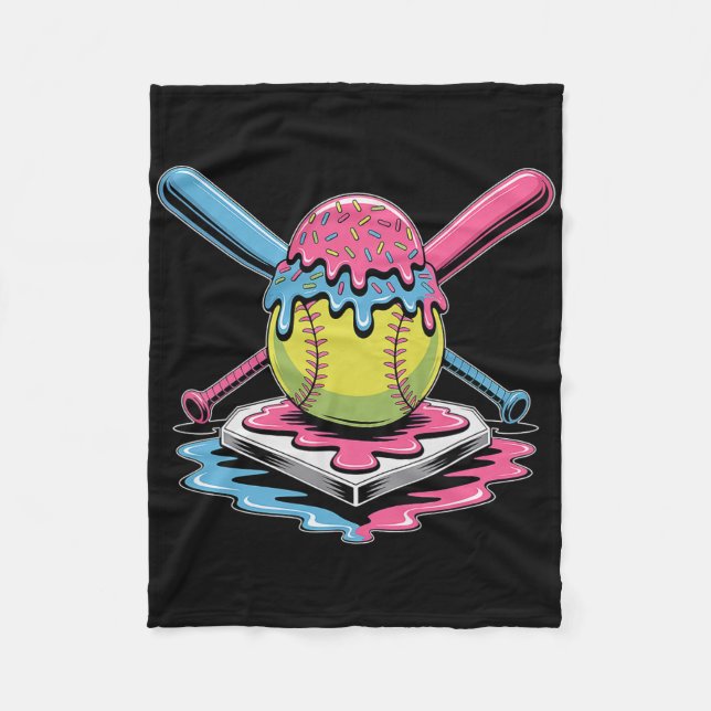 Couverture Polaire Glace qui dégouline de softball - Joueuse de softb (Devant)