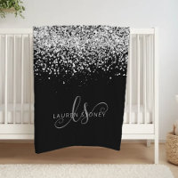 Glam Black Silver Parties scintillant Monogram Nam