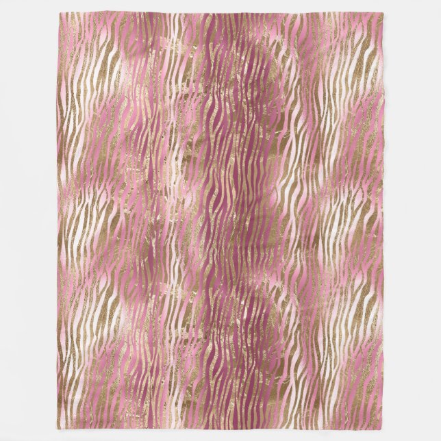 Couverture Polaire Glam rose Glam Gold Zebra Poster de animal (Devant)
