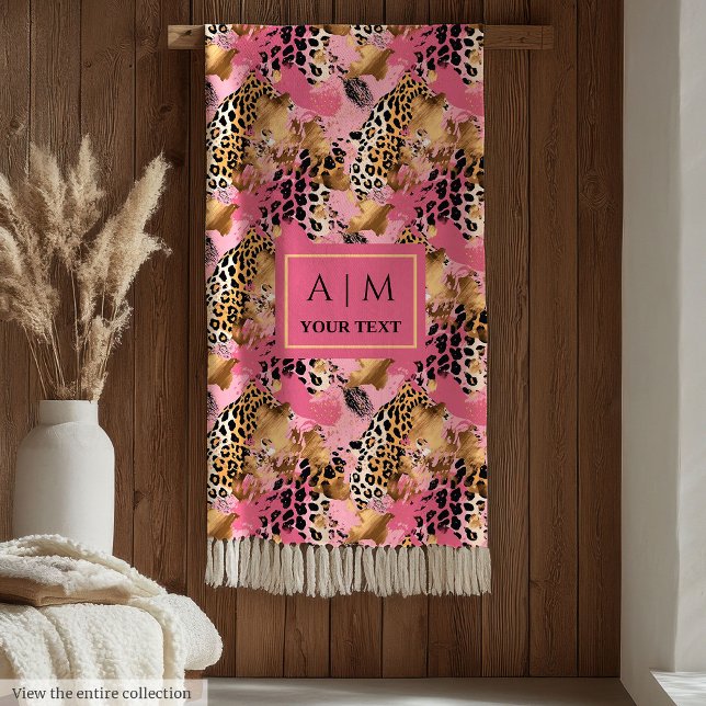 Couverture Polaire Glam rose or aquarelle léopard peau polaire (Glam rose gold watercolor leopard skin fleece)