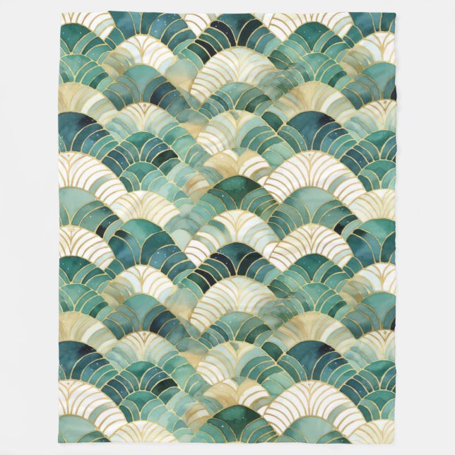 Couverture Polaire Glam vert Gold Abstrait (Devant)