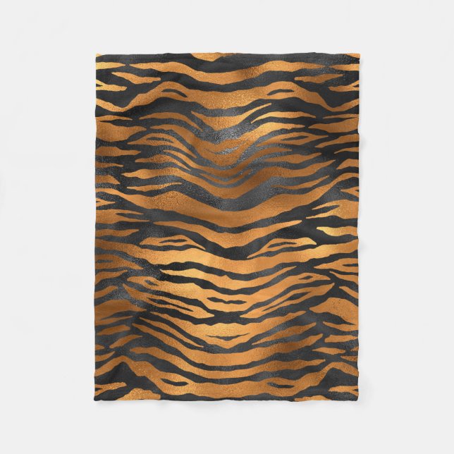 Couverture Polaire Glamorous Black Brown Tiger Stripes Animal Print (Devant)