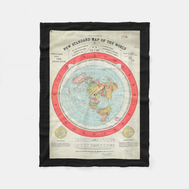 Couverture Polaire Gleason's New Standard Map Of The World - Flat Ear (Devant)