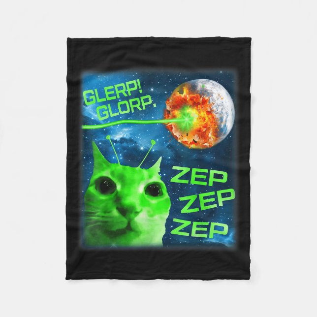 Couverture Polaire Glerp Glorp Funny Alien Cat Brainrot Meme  (Devant)