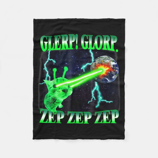 Couverture Polaire Glerp Glorp Funny Alien Cat Meme Gnarp Cat Silly A (Devant)