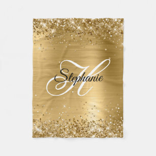 Couverture Polaire Glitterie or huile Fancy Monogramme