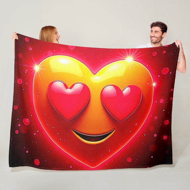 Couverture Polaire Glowing Heart Eyes Emotion (En situation)
