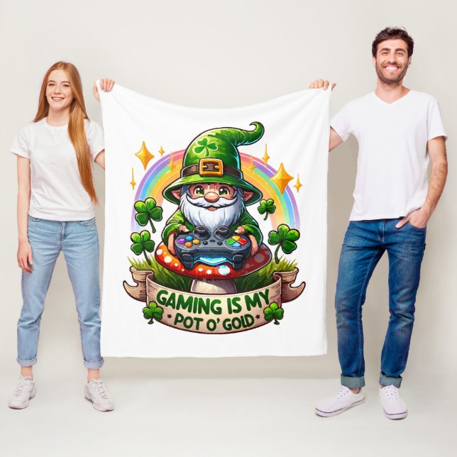 Couverture Polaire Gnome de joueur de la Saint-Patrick (En situation)