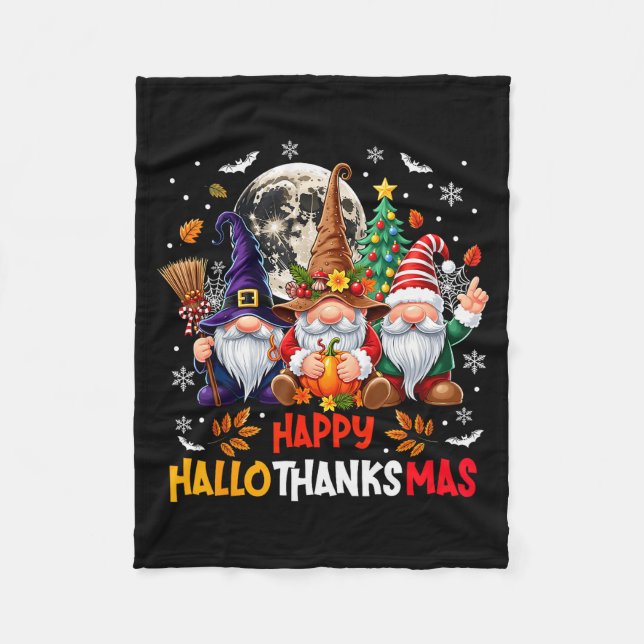 Couverture Polaire Gnome Hallothanksmas Halloween Thanksgiving Christ (Devant)