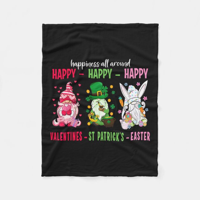 Couverture Polaire Gnome Happy Valentine St Patrick Bonheur de Pâques (Devant)