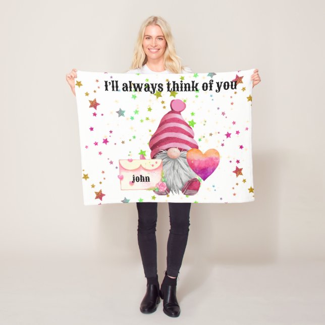 Couverture Polaire Gnome in love with rainbow heart (En situation)
