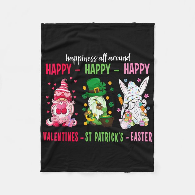 Couverture Polaire Gnome Joyeuse Saint-Valentin Saint-Patrick Pâques  (Devant)