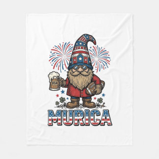 Couverture Polaire Gnome Patriotique Murica Design de T-shirt Vintage