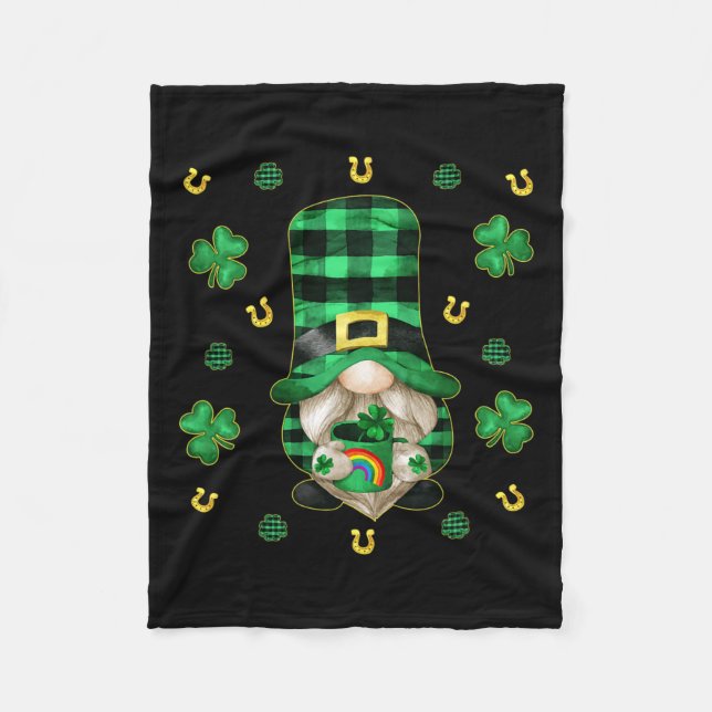 Couverture Polaire Gnome unique St. Patricks Day - Cute Buffalo Plaid (Devant)
