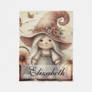 Couverture Polaire Gnomes d'automne vintages avec feuilles d'automne
