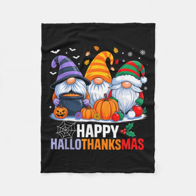 Couverture Polaire Gnomes Halloween Thanksgiving Christmas Happy Hall (Devant)