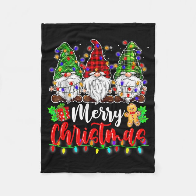 Couverture Polaire Gnomes Merry Christmas Light Gnome Xmas  (Devant)