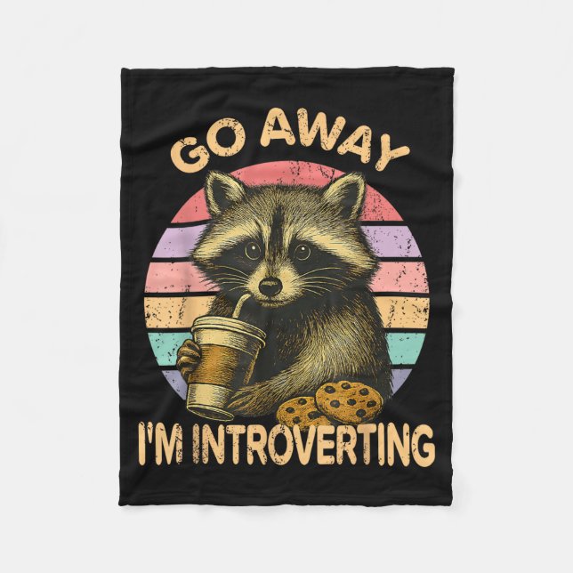 Couverture Polaire Go Away I'm Introverting Funny Raccoon Sarcastic  (Devant)