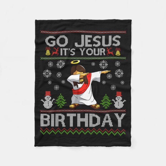 Couverture Polaire Go Jesus It's Your Birthday Dabbing Christmas Ugly (Devant)