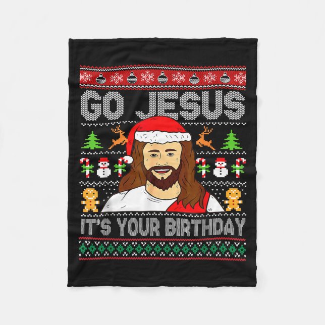 Couverture Polaire Go Jesus It's Your Birthday Ugly Christmas Sweater (Devant)