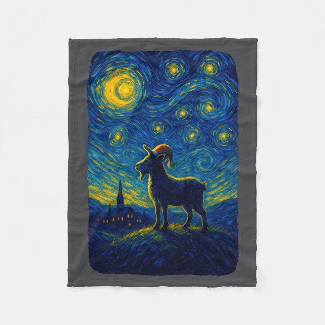 Couverture Polaire Goat Lover Santa Hat Christmas Starry Cute Night V (Devant)
