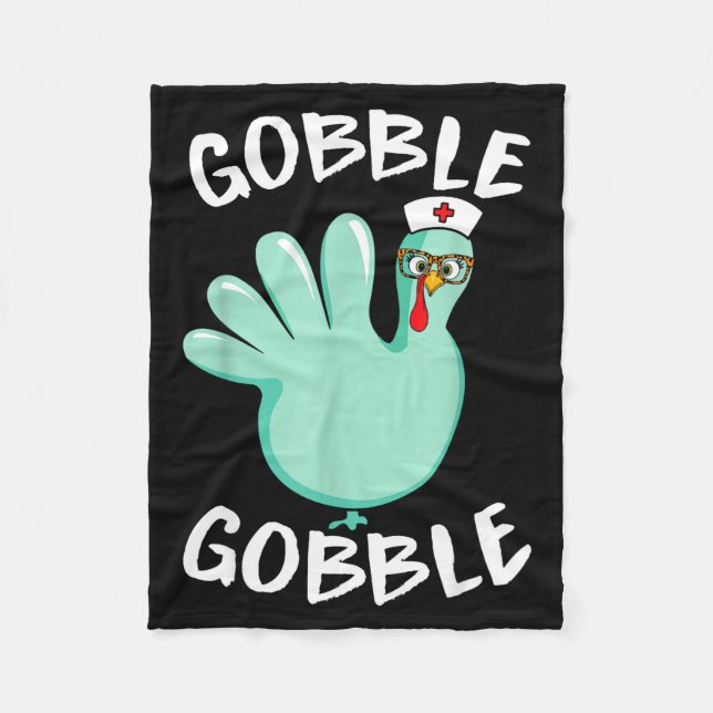 Couverture Polaire Gobble Gobble Funny Turkey Glove Thanksgiving Nurs (Devant)