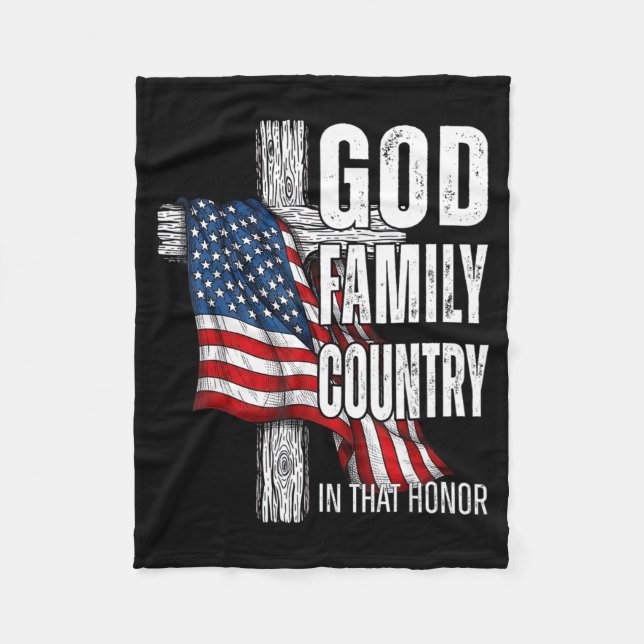 Couverture Polaire God Family Country American Flag Christian Patriot (Devant)