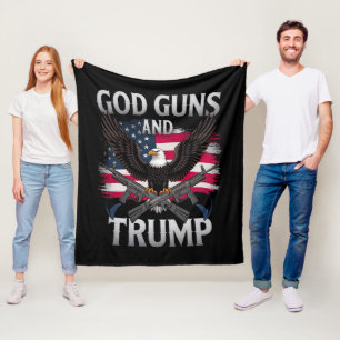 Couverture Polaire God Guns Et Trump Eagle Drapeau Américain Vintage
