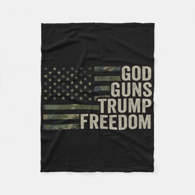 Couverture Polaire God Guns Trump Freedom - Funny Camouflage Pro Gun  (Devant)