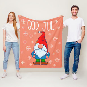 Couverture Polaire God Jul, Swedish Tomte Gnome, Merry Scandinave