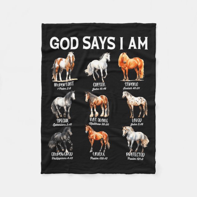 Couverture Polaire God Says I Am Horse Christian Girl Teen Boy Bible  (Devant)