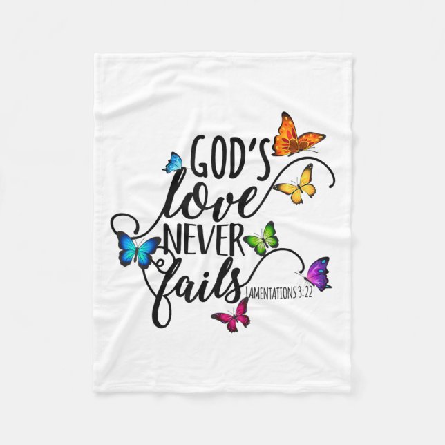 Couverture Polaire God's Love Never Fails - Butterfly Art - Religious (Devant)