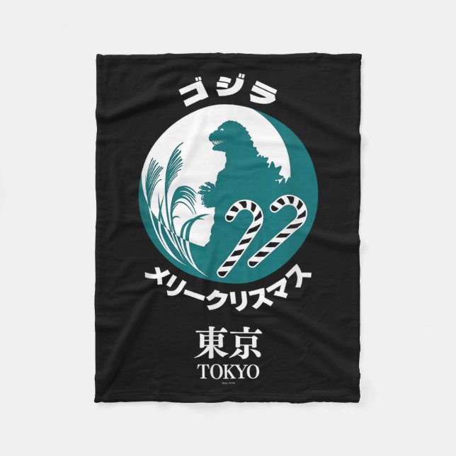 Couverture Polaire Godzilla Merry Christmas Tokyo Illustration Retro  (Devant)