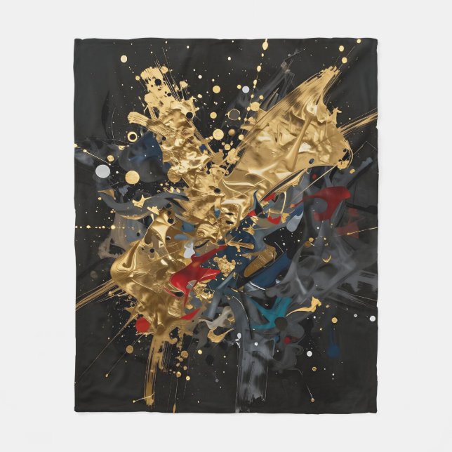 Couverture Polaire Gold And Navy Abstract Splash Modern Luxury Art (Devant)