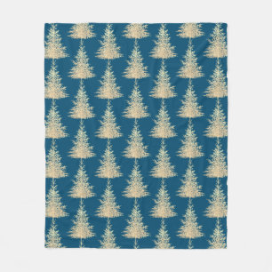 Couverture Polaire Gold et bleu à feuillage persistant arbre élégant 