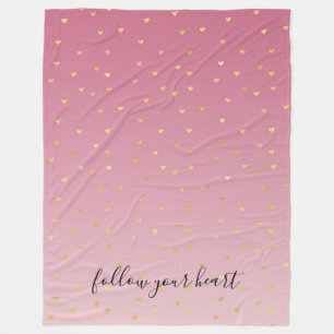 Couverture Polaire Gold Hearts Blush Pink Ombre