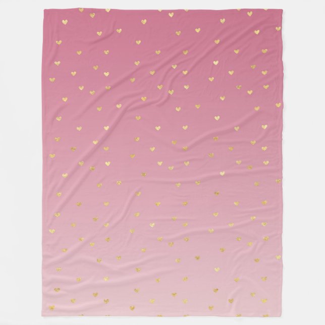 Couverture Polaire Gold Hearts Pink Ombre (Devant)