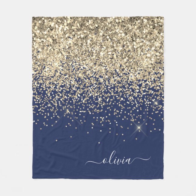 Couverture Polaire Gold Navy Blue Girl Parties scintillant étincelant (Devant)