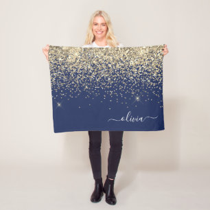 Couverture Polaire Gold Navy Blue Girl Parties scintillant étincelant